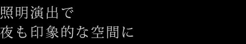 照明演出で夜も印象的な空間に